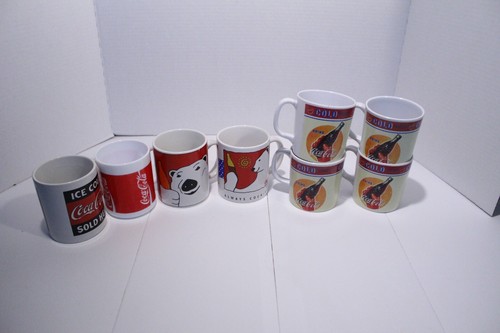 Lot Of 8 Vintage Coca Cola Coffee Cup Mugs 4" - Picture 1 of 11