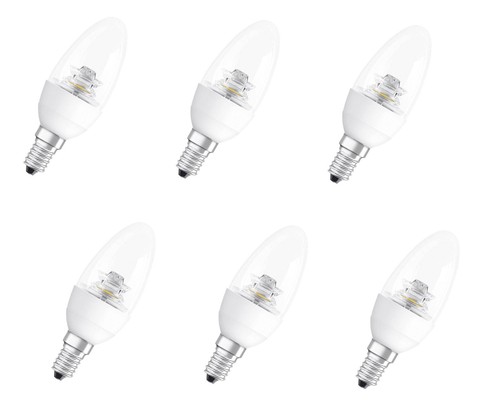 6x OSRAM LED Kerze E14 6W = 40W warmweiß dimmbar 470lm EEK:F (Spektrum A-G) - Bild 1 von 4