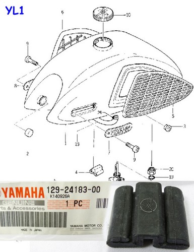 Yamaha YL1 FS1 Tank Locating Damper OEM YGS1 G6 YB100 TANK RUBBER 129-24183-00 - Picture 2 of 4
