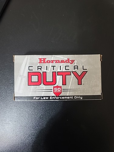 Empty Ammo Box, Hornady Critical Duty 9mm, Law Enforcement Only, FlexLock Bullet