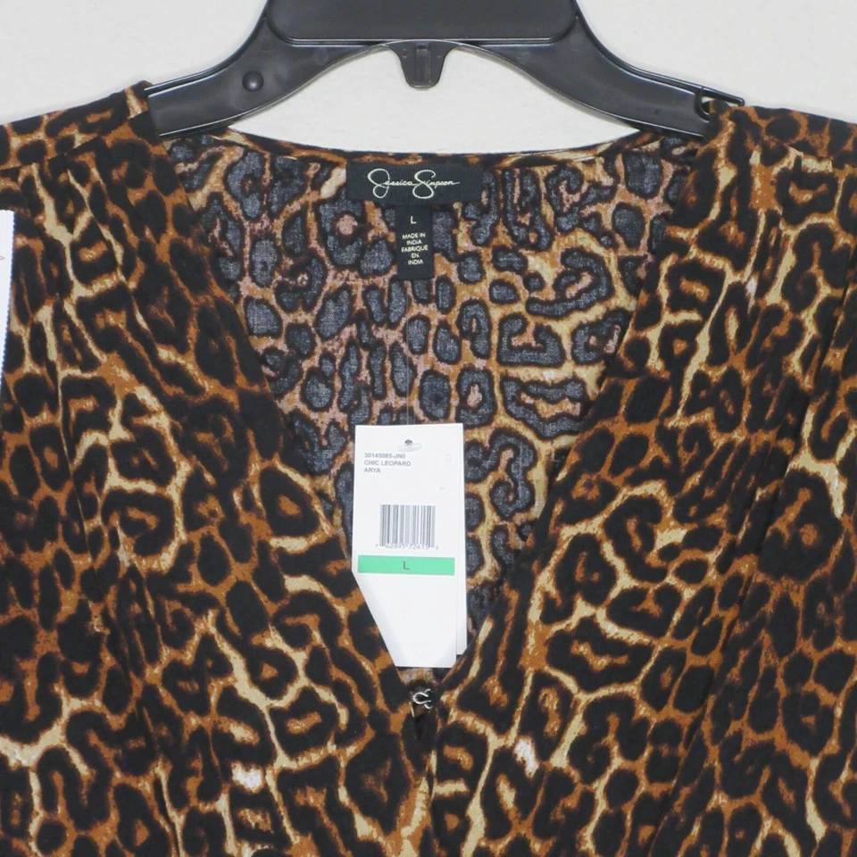 Jessica Simpson Mujer Elegante Leopardo Tanga Estilo Cuello Profundo Body Traje L B68 Foto 2 de 4