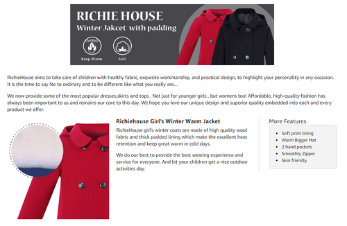RH Double Breasted Jacket Kids Girls Long Wool Trench Coat Bow Dress 2-9T RH2517 - Picture 3 of 14