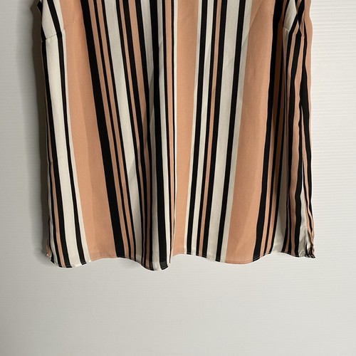 Decjuba Top Blouse Women Black Peach White Stripes Strappy Camisole Lined Casual - Picture 7 of 15