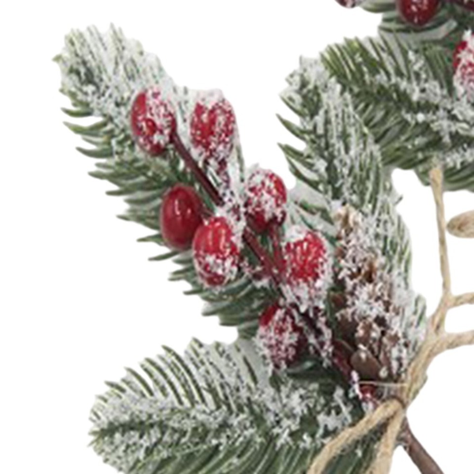 Ghirlanda Natalizia 50 Cm Con Bacche Rosse E Sfere - Decorazione Porta, Albero O Tavolo, Lucente, Per Casa E Ufficio