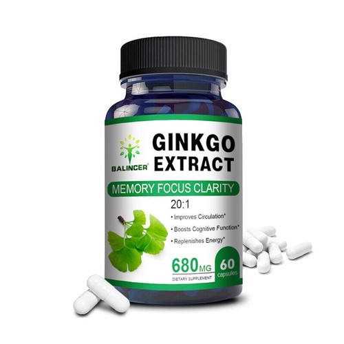 Ginkgo Biloba 680mg 30/60/120 Kapsel Konzentration Gehirn Ginko Gingo Vegan - Bild 4 von 11