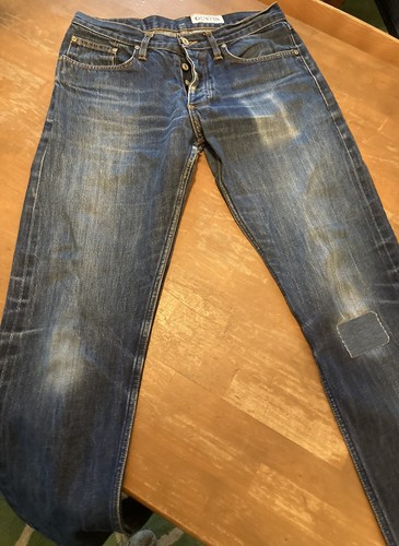 Gustin Slim Raw Blue Denim Mens Distressed Jeans SZ 32 X 30 - Picture 3 of 6