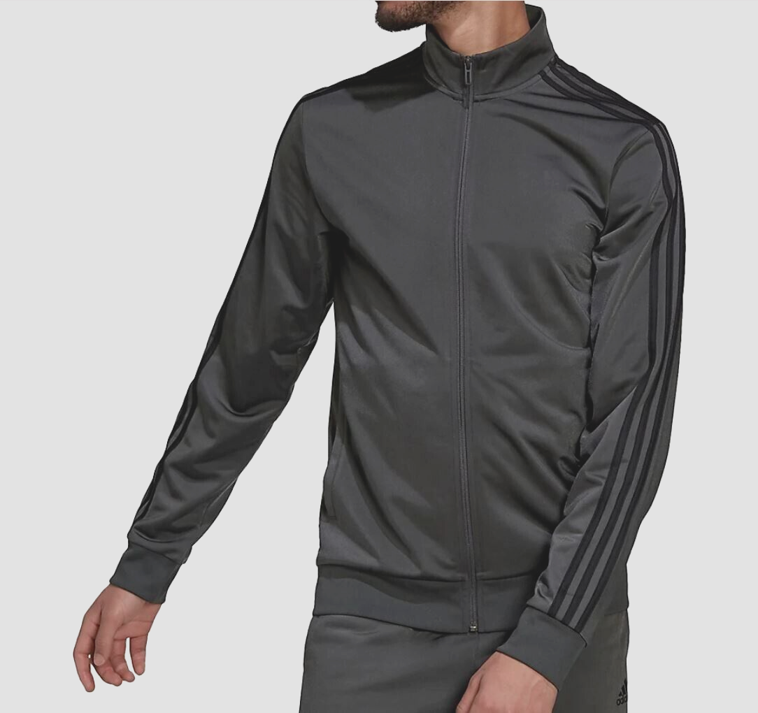 NEW ADIDAS MEN'S ESSENTIALS 3 STRIPES TRICOT TRACK JACKET~ SIZE
