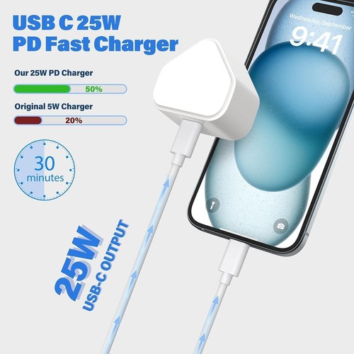 Cargador USB C 25W para iPhone 15 Pro Max Plus y Samsung Galaxy S23 S22 S21 S21+ - Imagen 9 de 23