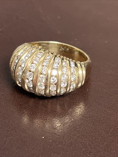 Hammerman Brothers 14k Yellow Gold 1 Carat Natural Diamond Chanel Set Dome Ring - Picture 2 of 21