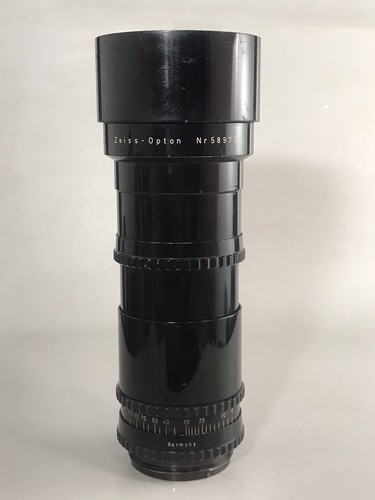 Zeiss Opton Sonnar T 250mm f/4 Lens Hasselblad Screw Mount 1600F 1000F w/ Hood - Picture 5 of 17