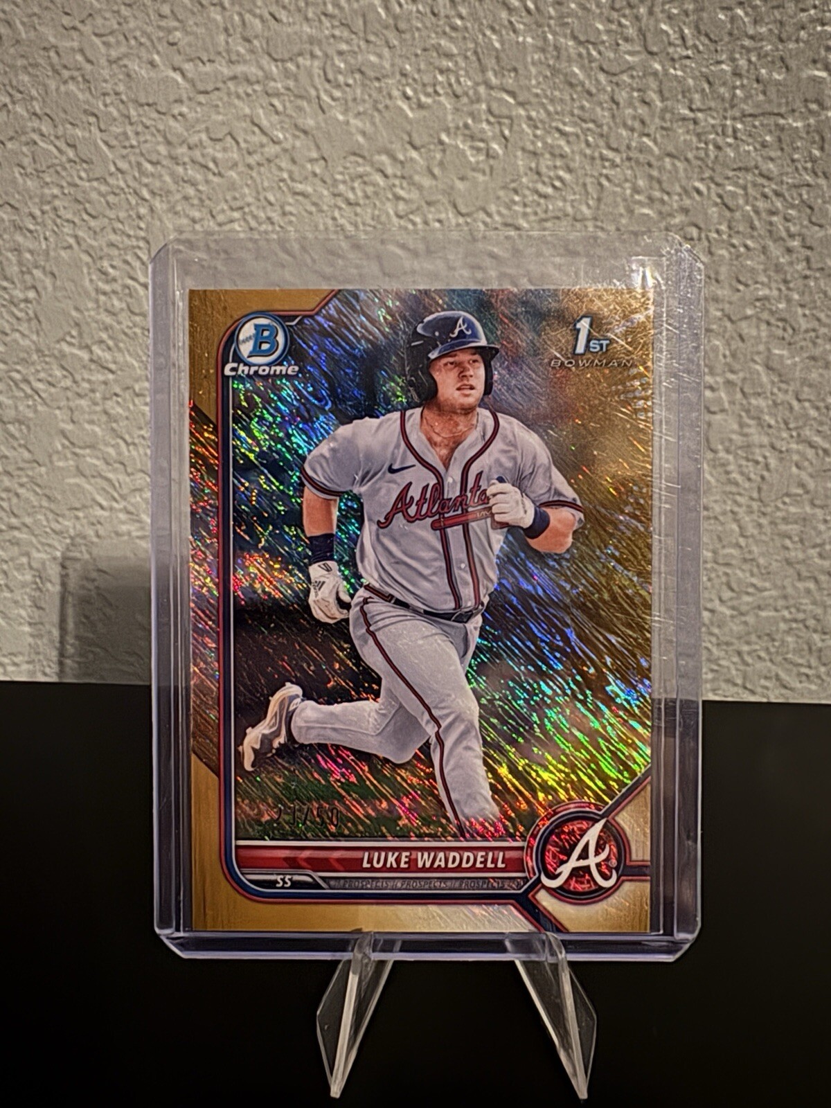2022 Bowman - 1st Bowman Chrome #BCP-48 Luke Waddell (RC) Gold Shimmer /50 