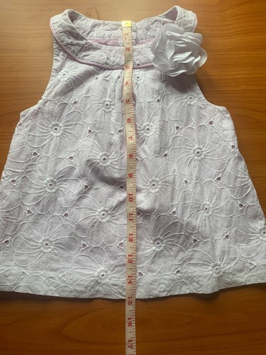 5 Janie & Jack Spring Gazebo Eyelet Shirt Lined Top White Lavender Flower 3D EUC - Picture 9 of 12
