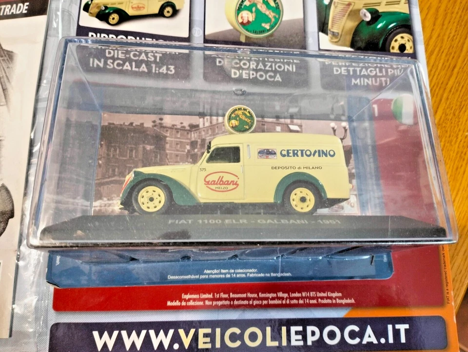 AUTOMODELLO 1 / 43-FIAT 1100 ELR - GALBANI 1951 - BLISTER FASCICOLO E BOX-MA13 - Immagine 2 di 2