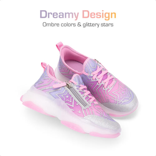 US Kids Girls Sneakers Zipper Casual Shoes Jelly Sole Sports Shoes Walking Shoes - Picture 19 of 27