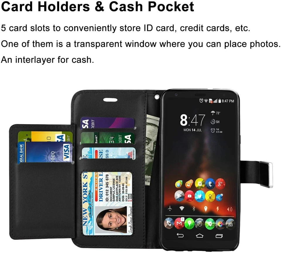 For LG Stylo 5 | Stylo 4 | 4 Plus| PU Leather Wallet Phone Case Cover Flip Stand - Image 4 of 4