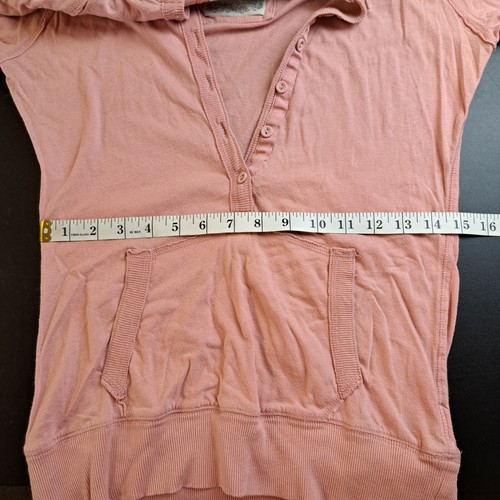 0629 - Vintage Y2K Duck Head Jeans Co. X-Large rosa Viertelärmel Oberteil mit Kapuze - Bild 14 von 19