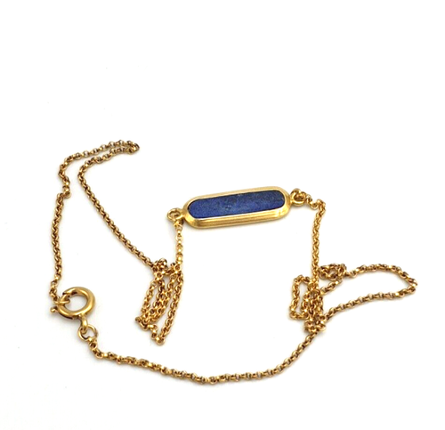 Collar Vintage Años 60 En Oro Macizo 18K Central Con Lapislázuli - Imagen 5 de 12