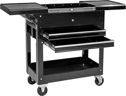 Torin Rolling Garage Workshop Tool Organizer: 2 Drawer Tool Chest Tray Black/Red - Picture 19 of 26