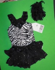 NWT Dance Costume leotard w/ruffled Faux Sequin Skirt Girls size Small Child