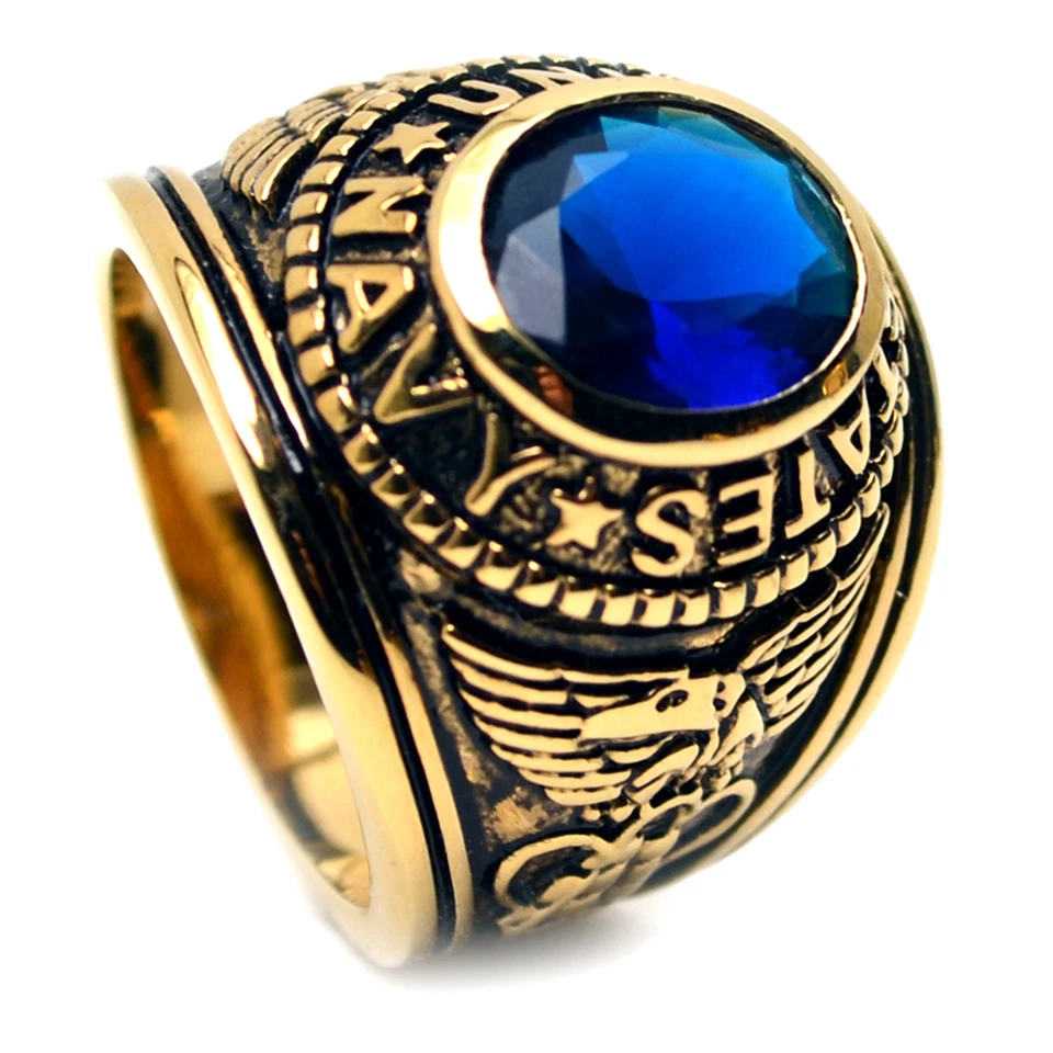 Мужское позолоченное военное кольцо Accents Kingdom US Air Navy синее Montana CZ 8-13 - Изображение 2 из 3