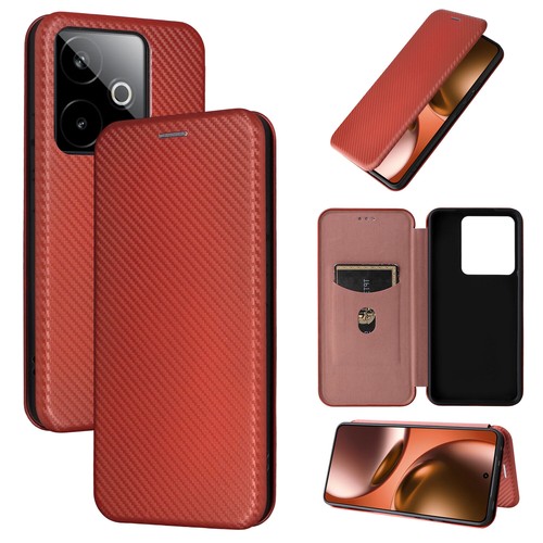 For Realme GT7, Luxury Carbon Fiber Leather Business Wallet Stand Case Cover - 第 19/26 張圖片