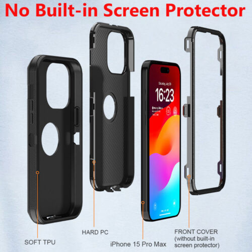 For iPhone 15 14 13 12 Pro 11 Pro Max Shockproof Heavy Duty Case+Lens Protector - Picture 3 of 23