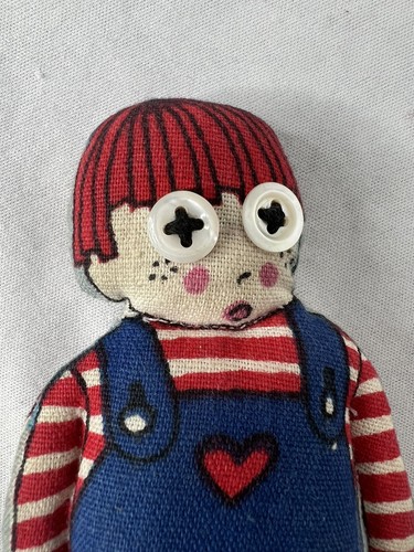 Unique Handmade Raggedy Andy Doll Vintage 1980s Stuffed Cloth Mini Doll 6” - Picture 6 of 8