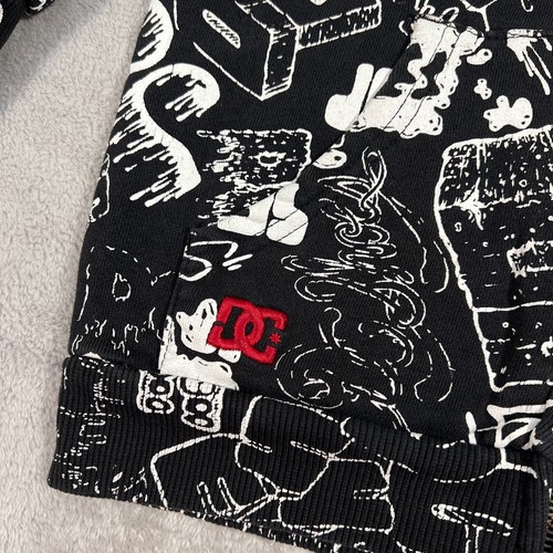 Vintage DC Sweater Kids Small Black Hoodie All Over Print Full Zip Fleece Y2K - Picture 6 of 16