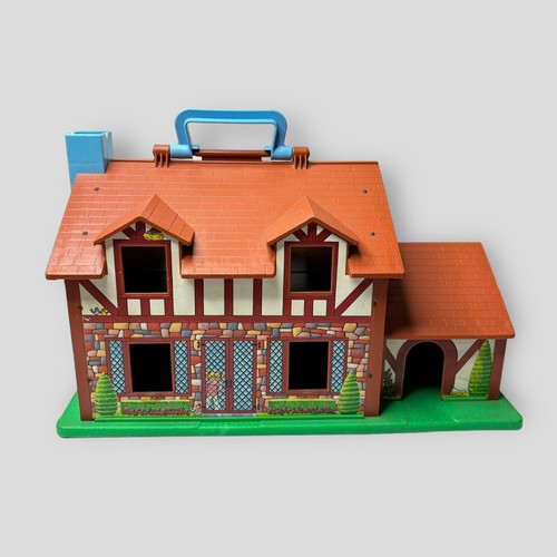 Vintage Fisher Price Little People Tudor Play Family House 1980 Brown Blue READ - Picture 3 of 22