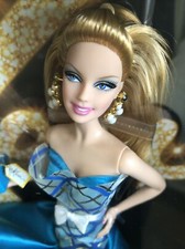 Happy Birthday 50 Anniversary Ken Barbie Doll & Blue Gown Gift Box & Earrings