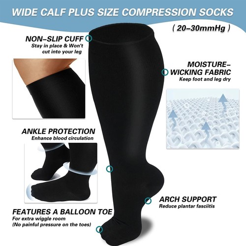 Calcetines de compresión Everstride, calcetines de compresión anchos Everstride para pantorrilla ancha - Imagen 3 de 22