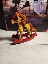 Vntage Handcrafted Wooden Rocking Horse Christmas Tree Holiday Ornament