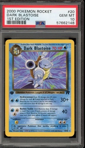 Pokemon Dark Blastoise Team Rocket 1st Edition NON Holo Rare #20 PSA 10 Gem Mint