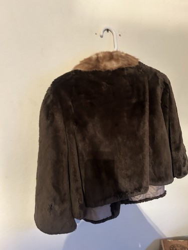 Chaqueta de piel de castor marrón de longitud corta para mujer rara elegancia vintage - Imagen 7 de 13