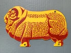 VINTAGE GOLDEN LAMB PETROLEUM GASOLINE MOTOR OIL PORCELAIN PUMP STATION SIGN