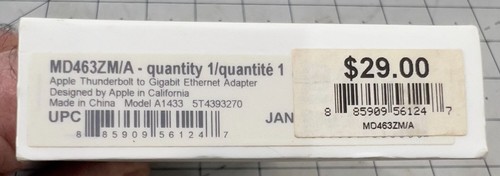 Apple Thunderbolt To Gigabit Ethernet Adapter Model A1433 NIB - Picture 4 of 6