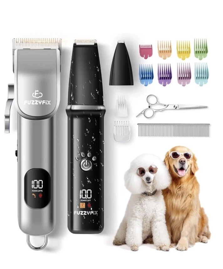 FuzzyFix Gemini PC725 Cordless Dog Cat Grooming Clipper Kit Quiet Pet Trimmer