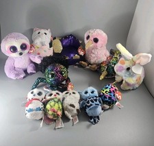 Lot Of 12 Misc TY Plush Beanie Babys, Beanie Boos, Mini Plush, Most Have Tags