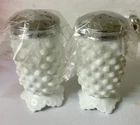 Vintage Fenton White Milk Glass Hobnail Salt & Pepper Shakers New Old Stock