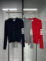 Thom Browne Spring/autumn Women's Classicstriped Casual Wool Lapel Cardigan 10