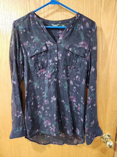 Eddie Bauer transparente Bluse Damen klein marine geblümt