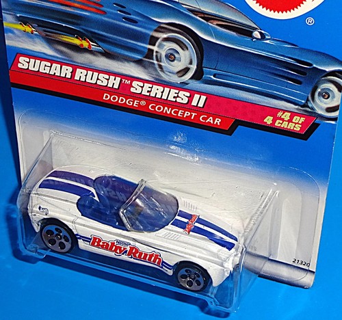 Hot Wheels 1999 Sugar Rush II #972 Dodge Concept Car White w/ 5DOTs Baby Ruth - Picture 2 of 3