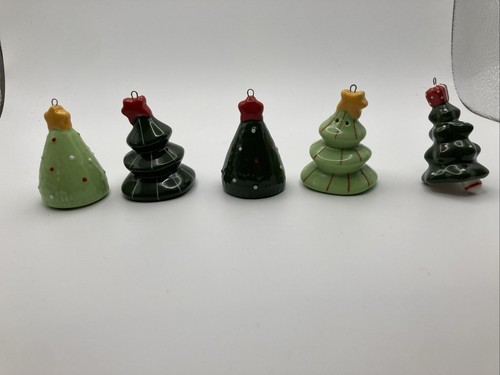 Ceramic Christmas Tree Bell Ornaments Lot 5 Candy Cane - Picture 19 of 19