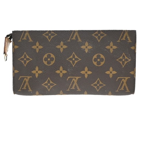 LOUIS VUITTON LV Logo Bucket GM Pouch Bag Monogram Leather Brown Gold 66EF522 - Picture 3 of 14