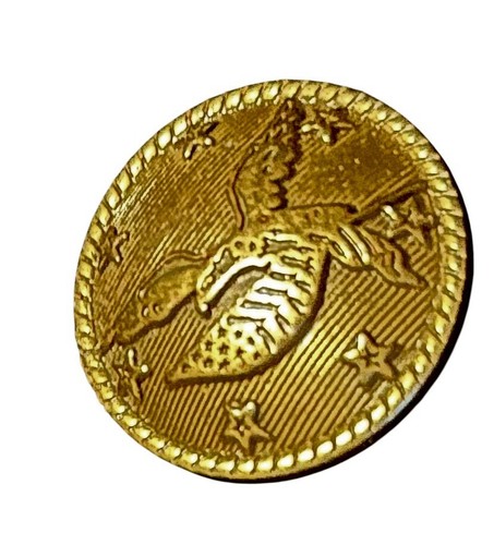 Brass Colored Textured Eagle Stars Metal Shank Buttons Set of 7 for Coat Blazer - Picture 2 of 5