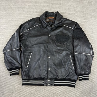 ジャケット・アウター 90s AVIREX leather varsity jacket BLK S AVIREX faux leather jacket, vintage varsity coat, 90s hip