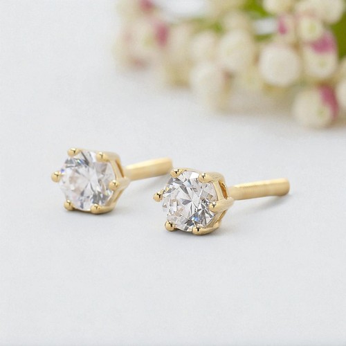 Round White Color Diamond Earring 14KRose White Yellow Gold Earring KD981 - Picture 3 of 9