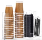 4-compartment acrylic coffee cup and lid storage rack Disposable paper cups