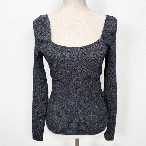 INC International Concepts Sweater Womens Large Black Ribbed Feminine Date Night - Picture 1 of 15