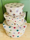 Emma Bridgewater Polka & Bees Storage Containers x 3, Rice Husk